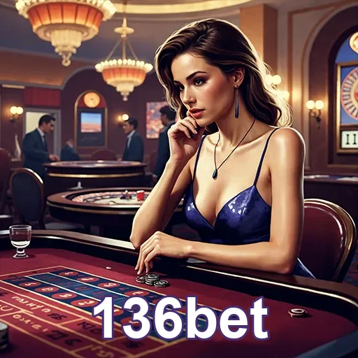Imagem de um cassino fictício promovido pela 136bet, com jogos e apostas online no site 136bet.