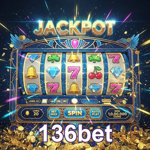 Imagem de máquina de caça-níqueis no site 136bet, destacando jogos de slots emocionantes e cores vibrantes